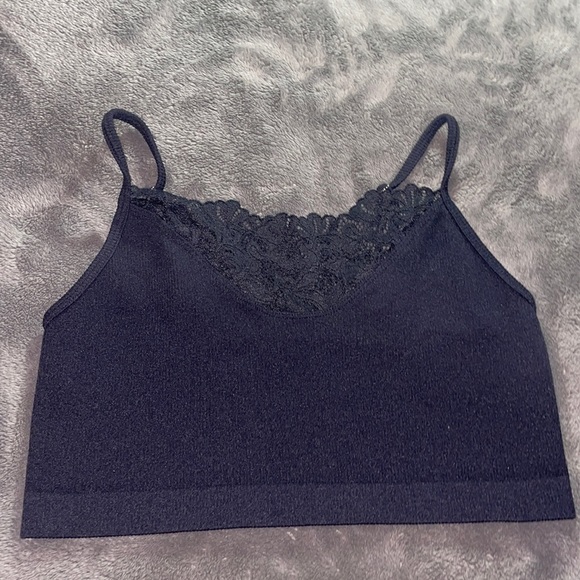Black Laced Crop Top - Picture 1 of 3